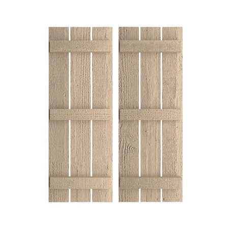 Rustic Three Board Spaced Board-n-Batten Rough Sawn Faux Wood Shutters, 17 1/2W X 64H
